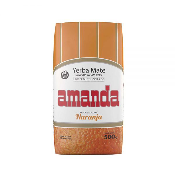 paquete de yerba amanda naranja